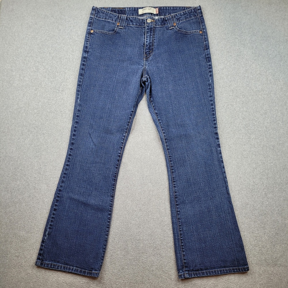 Levis 525‎ Boot Cut Jeans Women 16 Medium Blue 34x30 Mid Rise Stretch Denim Y2K